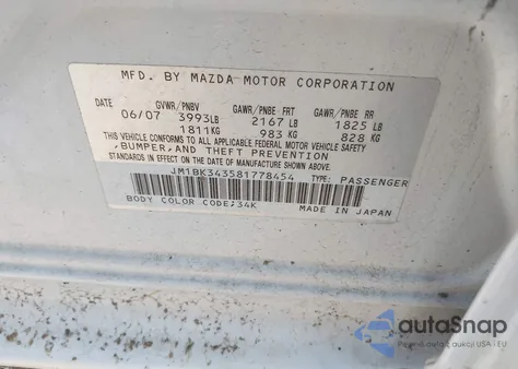 2008 Mazda Mazda3 S Grand Touring из США, поврежденный, VIN JM1BK343581778454